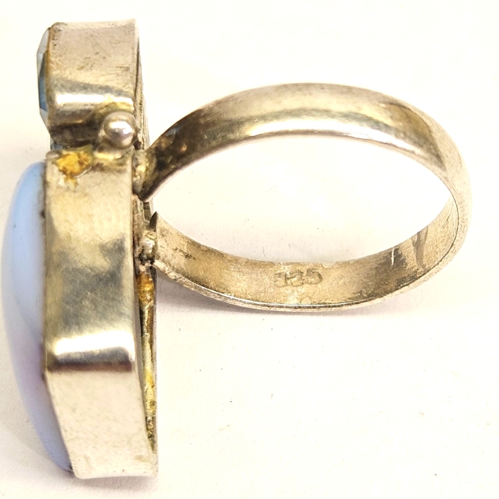 Blue Dichroic Glass Sterling Silver Ring - Picture 10 of 11